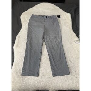 New Jones New York Stretch Navy‎ Striped Straight Ankle Pants Size 10